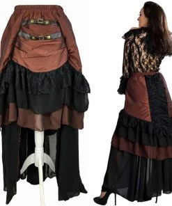 Ladies Steampunk Clothing Burleska Catriana Maxi Skirt Brass