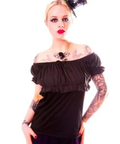 Burleska Gypsy Top Black All Ladies Clothing