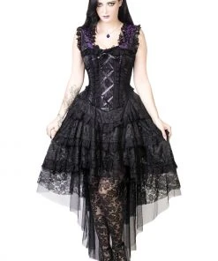 Ladies Gothic Clothing Burleska King Brocade Ophelie Dress Purple