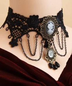 Lace Jewellery Black Lace Steampunk Cameo Choker