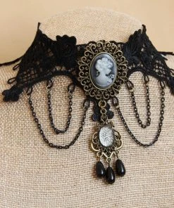 Lace Jewellery Black Lace Steampunk Cameo Choker