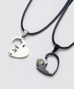 Gothic And Steampunk Jewellery Kitty Heart Love Token Necklace Set