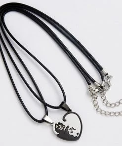 Gothic And Steampunk Jewellery Kitty Heart Love Token Necklace Set