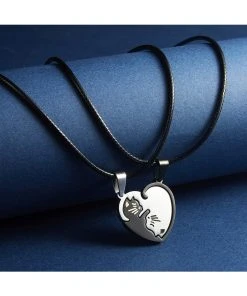 Gothic And Steampunk Jewellery Kitty Heart Love Token Necklace Set