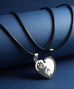 Gothic And Steampunk Jewellery Kitty Heart Love Token Necklace Set
