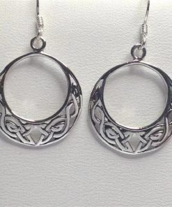 Gothic Jewellery Seventh Sense Celtic Hoop Earrings Silver