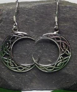 Seventh Sense Celtic Moon Earrings Silver Gothic Jewellery