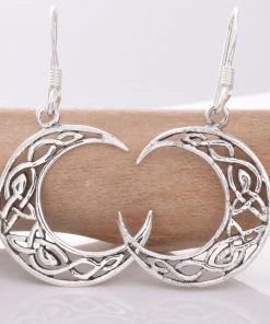 Seventh Sense Celtic Moon Earrings Silver Gothic Jewellery