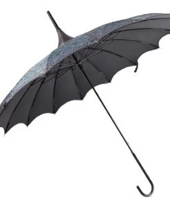 Soake Charcoal Patterned Pagoda Umbrella / Parasol Gothic Accessories 8 Soake Charcoal Patterned Pagoda Umbrella / Parasol Gothic Accessories