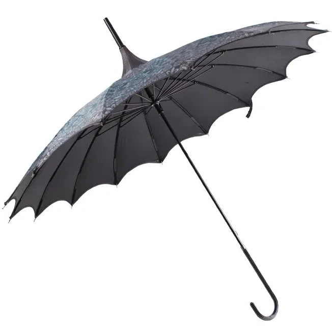 Soake Charcoal Patterned Pagoda Umbrella / Parasol Gothic Accessories 5 Soake Charcoal Patterned Pagoda Umbrella / Parasol Gothic Accessories