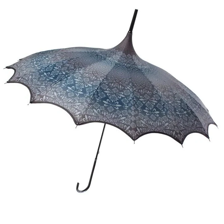 Soake Charcoal Patterned Pagoda Umbrella / Parasol Gothic Accessories 6 Soake Charcoal Patterned Pagoda Umbrella / Parasol Gothic Accessories