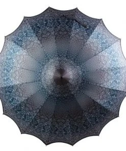 Soake Charcoal Patterned Pagoda Umbrella / Parasol Gothic Accessories
