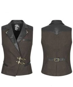 Punk Rave Formal Waistcoat Brown