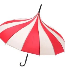 Soake Red And Cream Pagoda Umbrella / Parasol
