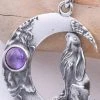 Gothic Jewellery Seventh Sense Crescent Moon With Moongazing Hare Pendant Silver