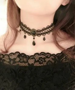 Lace Jewellery Gothic Jewellery Black Criss Cross Lace Choker With Teardrop Beads 13 Lace Jewellery Gothic Jewellery Black Criss Cross Lace Choker With Teardrop Beads