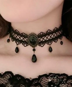 Lace Jewellery Gothic Jewellery Black Criss Cross Lace Choker With Teardrop Beads 11 Lace Jewellery Gothic Jewellery Black Criss Cross Lace Choker With Teardrop Beads