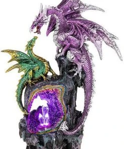 JD Gifts Crystal Cave LED 2 Dragons Purple Large