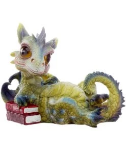 Puckator Cute Green Baby Dragon Lying With Books