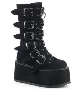 Gothic Boots Demonia DAMNED-225 Boots Black Velvet