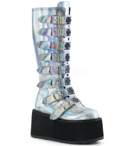 All Footwear Demonia DAMNED-318 Boots Silver
