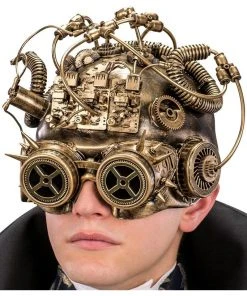 Carnival Dark Baron Steampunk Half Face Mask With LED Lights