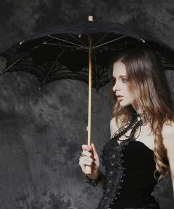 Ladies Gothic Clothing Dark In Love Lace Parasol