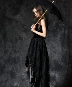 Ladies Gothic Clothing Dark In Love Lace Parasol