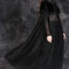 Ladies Gothic Clothing Dark In Love Gothic Cape With Long Flowing Flowered Hem