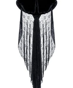 Ladies Gothic Clothing Dark In Love Gothic Cape With Long Flowing Flowered Hem