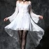 Dark In Love Gothic Ghost Dovetail Lace Dress White