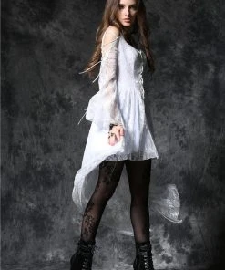Dark In Love Gothic Ghost Dovetail Lace Dress White