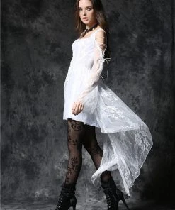 Dark In Love Gothic Ghost Dovetail Lace Dress White