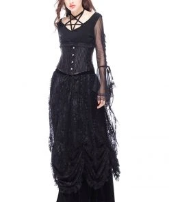 Dark In Love Velvet Lace Flocked Skirt Ladies Gothic Clothing