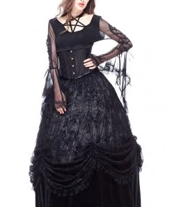 Dark In Love Velvet Lace Flocked Skirt Ladies Gothic Clothing