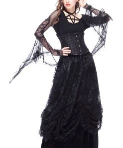 Dark In Love Velvet Lace Flocked Skirt Ladies Gothic Clothing
