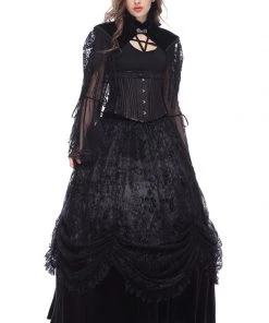 Ladies Gothic Clothing Dark In Love Velvet Lace Fringed Shawl