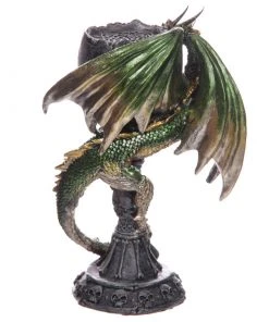 Puckator Dark Legends Green Dragon Skull Goblet Tealight Holder