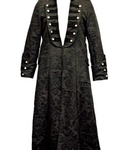 Dark Star Gothic Frock Coat Black Brocade Mens Gothic Clothing
