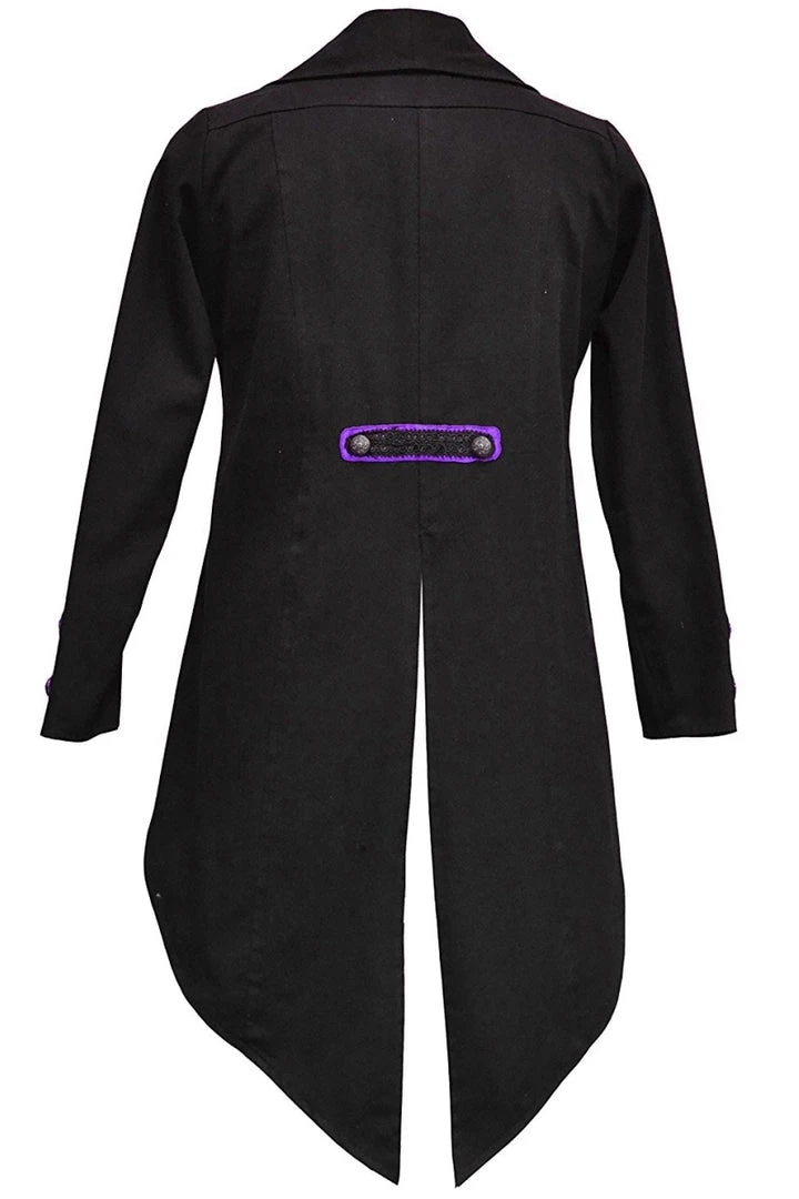 Dark Star Black/Purple Tailcoat Jacket Mens Gothic Clothing 5 Dark Star Black/Purple Tailcoat Jacket Mens Gothic Clothing