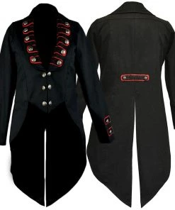 Dark Star Black/Red Tailcoat Jacket Mens Gothic Clothing