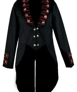 Dark Star Black/Red Tailcoat Jacket Mens Gothic Clothing