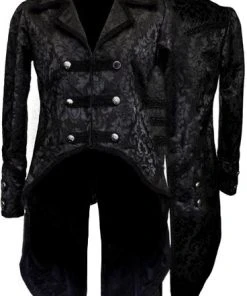 Dark Star Black Brocade Coat Ladies Steampunk Clothing