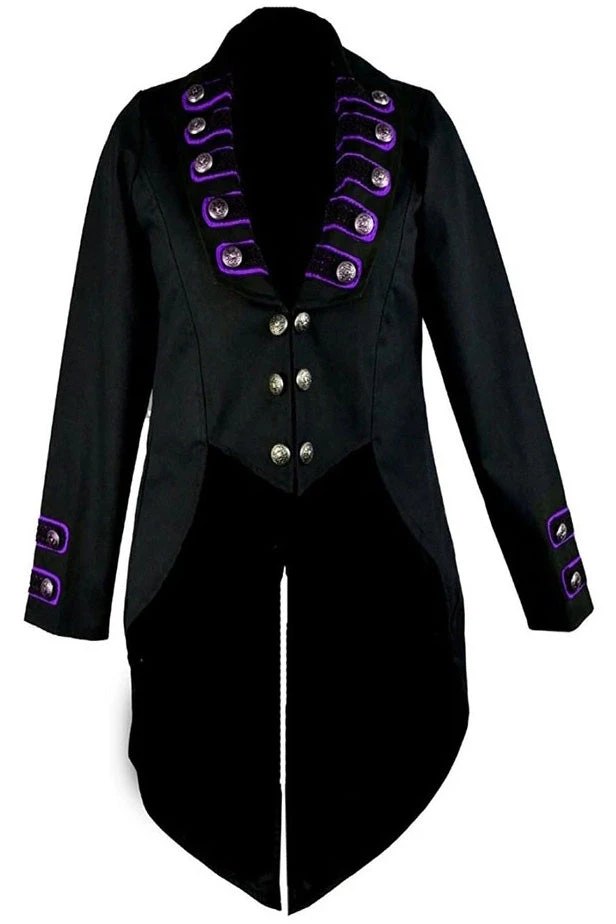Dark Star Black/Purple Tailcoat Jacket Mens Gothic Clothing 3 Dark Star Black/Purple Tailcoat Jacket Mens Gothic Clothing