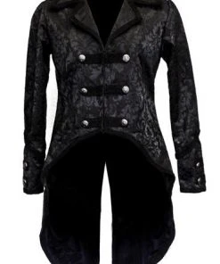 Dark Star Black Brocade Coat Ladies Steampunk Clothing