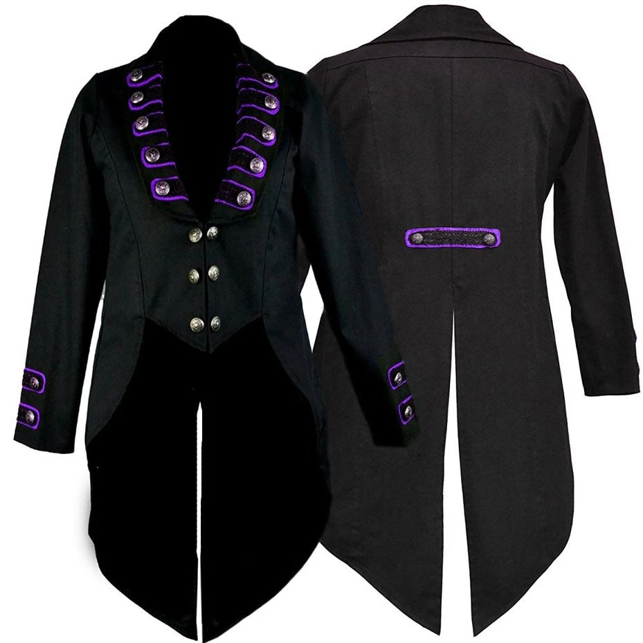 Dark Star Black/Purple Tailcoat Jacket Mens Gothic Clothing 4 Dark Star Black/Purple Tailcoat Jacket Mens Gothic Clothing