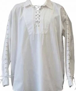 Mens Gothic Clothing Dark Star White Lace Up Gothic Pirate Shirt