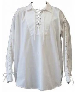 Mens Gothic Clothing Dark Star White Lace Up Gothic Pirate Shirt