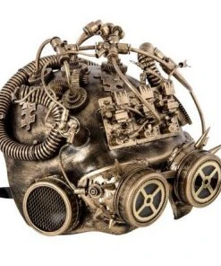 Carnival Dark Baron Steampunk Half Face Mask With LED Lights