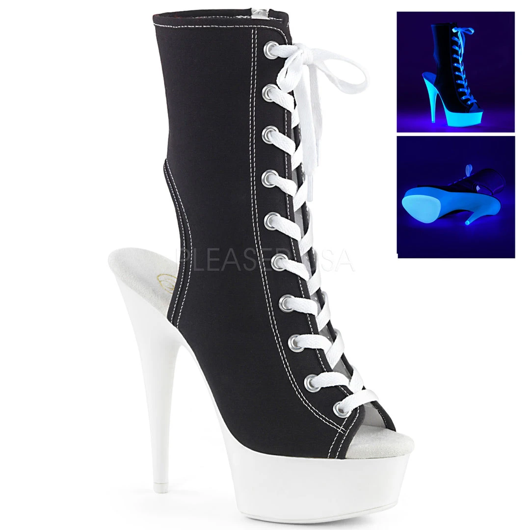 Pleaser DELIGHT-1016SK Boots Black Canvas 8 Pleaser DELIGHT-1016SK Boots Black Canvas